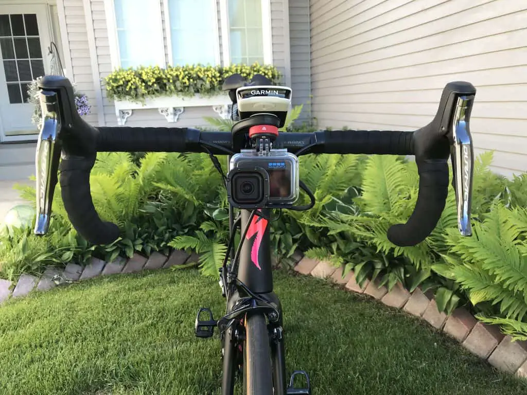 Garmin 1030 with GoPro10 mounted on a KOM quick release handlebar mount.