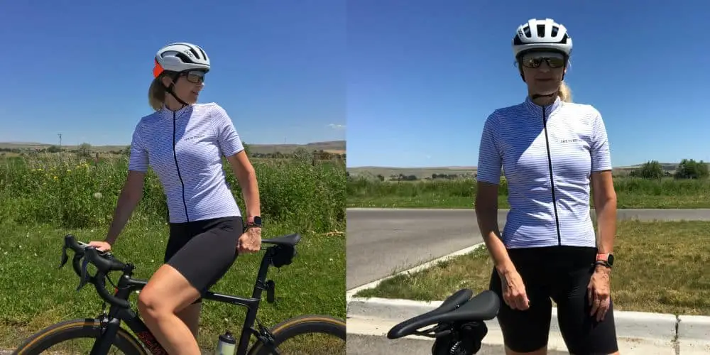 Jennifer wearing FRANCINE Women's Breton Cycling Jersey
